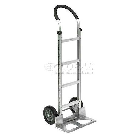 GLOBAL INDUSTRIAL Aluminum Hand Truck Curved Handle, Mold-On Rubber Wheels 168257